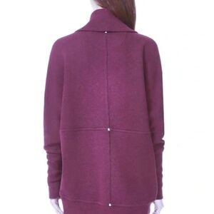 Aritzia Wilfred Burgundy Long Cocoon Cotton Cardigan